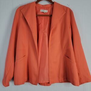 Coldwater Creek Silk Blend Open Front Blazer Jacket size P12 coral office career